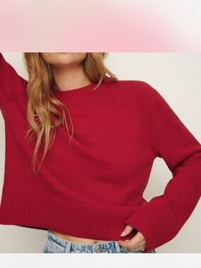 Reformation Red/orange Cropped Crewneck Sweater